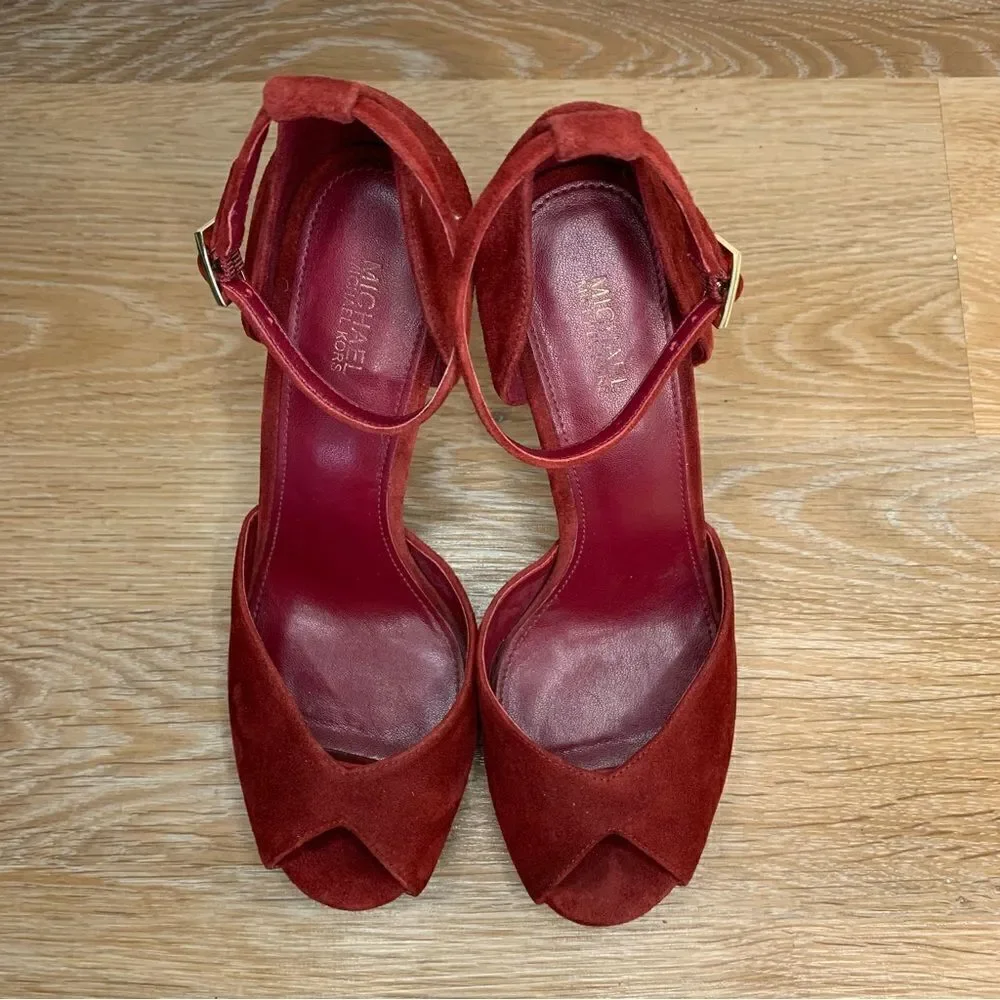 Michael Kors Bright Red Tiegan Platform Sandals, Size 8